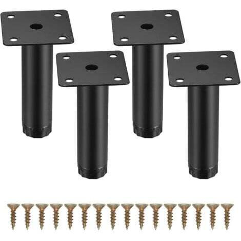 4 Pièces Pieds de Meuble, 10 cm/4 Pouces Pieds de Meubles Réglables, Pieds de Support en Fixation en Métal pour Meubles/Table/Chaise/Bureau/Cuisine/Armoire/Canapé (1/5)