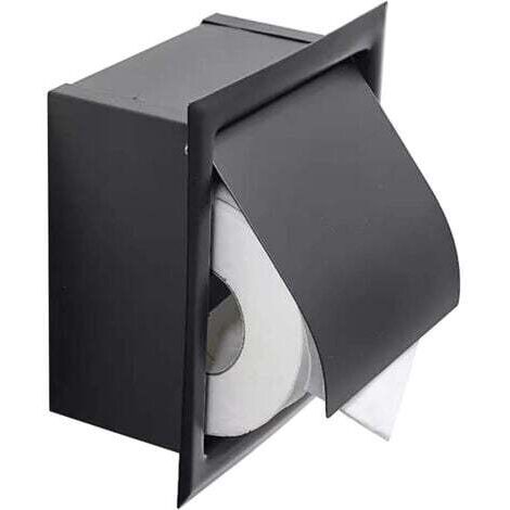 Porte-papier toilette encastré, acier inoxydable avec couvercle, design encastré, gain de place, porte-papier toilette noir mat, adapté à la cuisine, à la chambre et à la salle de bain (1/5)