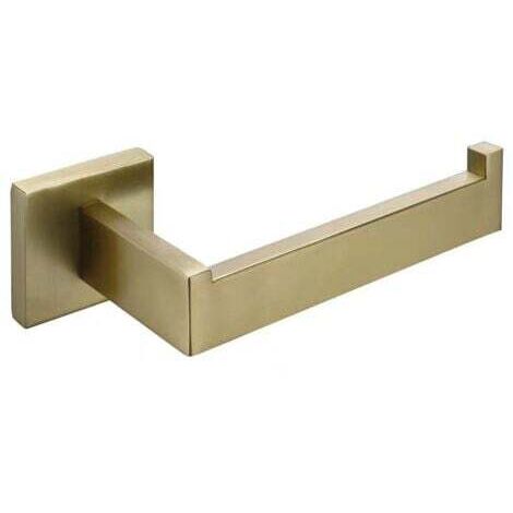 Porte Papier Toilette Poli Laiton Brossé, Acier INOX Porte Rouleau Support Papier Toilette pour Salle De Bain et Cuisine (Carré) (1/5)