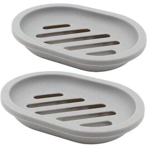 Lot de 2 Porte-savons, Support pour Savon, Économiseur de Savon, Porte-Savon de Voyage, Nettoyage Facile, Sec (Gris)