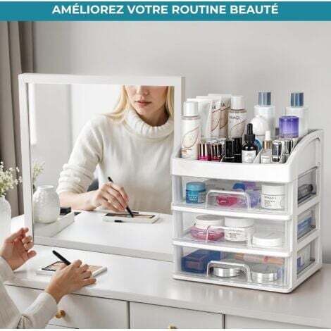 Organisateur De Maquillage Rotatif 360° Newaner - Rangement Cosmétique Transparent Grande Capacité Pour Salle De Bain, Chambre Et Coiffeuse Boîte Cosmétiques 360 Degrés