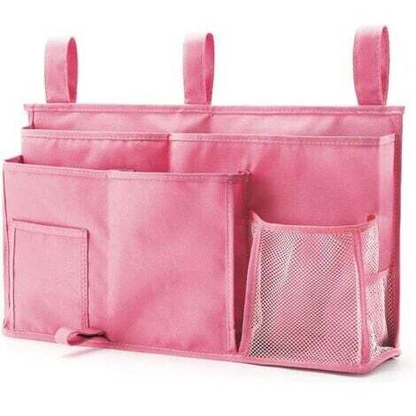 1 Sac de rangement pour lit superposé(Rose), sac de rangement pour lit suspendu, 8 poches, pour lit de chambre d'étudiant, lit d'hôpital, barreaux de lit pour bébé, 600D Oxford Cloth (1/5)