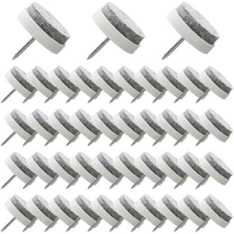 50 Pcs Patin Chaise a Clouer 24mm Blanc Tampon Chaise en Feutre pour Protéger Pieds des Meubles (1/5)
