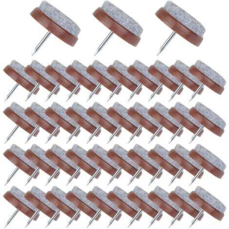 50 Pcs Patin Chaise a Clouer 24mm Marron Tampon Chaise en Feutre pour Protéger Pieds des Meubles (1/5)