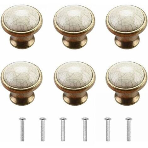 Poignées de meubles Poignées de portes d'armoires Lot de 6 Poignées de meubles en céramique Poignées de meubles vintage Poignées de portes Poignées de commode Poignées de portes de cuisine