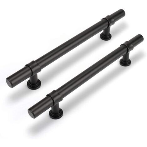 Poignées d'armoire de salle de bain noires, lot de 2 160 mm, poignées de porte d'armoire de style minimaliste moderne (1/5)