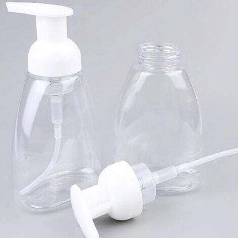 Lot 2 Flacons Pompe Vide 300ml Distributeur Démaquillant - Transparents Réutilisables