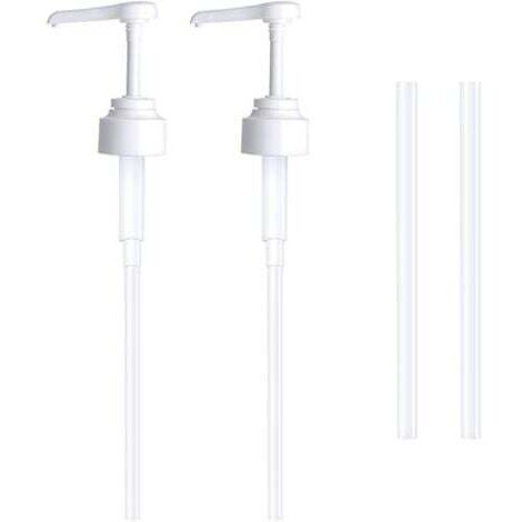 Lot de 2 Pompe doseuse bidon 5 litres Bouteille Pompe Vide(Blanc), réutilisables Flacon Pompe Vide Plastique Remplacement de 38 cm pour contenants d'assaisonnement de Liquide de Salle de Bain (1/5)