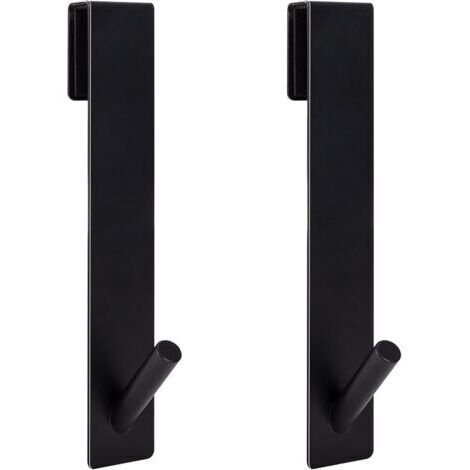 2pcs Crochets de Porte de Douche, Acier Inoxydable Crochets de Suspension pour Serviettes Sans Perçage sur Porte de Douche sans Cadre pour Salle de Bain(17,8cm Noir) (1/5)