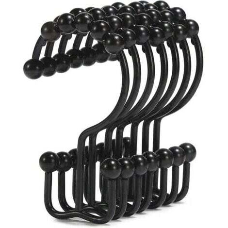 12pcs Patère de salle de bain Crochets de rideau de douche , anneaux de rideau de douche, crochets de rideau de douche en acier inoxydable antirouille (1/5)