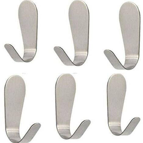 6pcs Patère de salle de bain Crochets auto-adhésifs , crochets muraux collants résistants en acier inoxydable 304, imperméables (1/5)