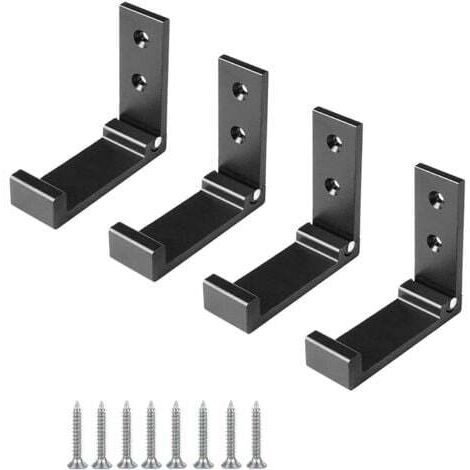 4 Pièces (Noir) Crochet de Suspension Mural en Alliage D'aluminium Patères Pliables à 90 ° avec vis pour Armoire de Porte Murale Cuisine Salle de Bain Bureau Mural Vestiaire Salle de Bain (1/5)