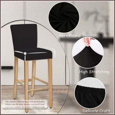 SHILV. HOME Housses De Chaise De Salle à Manger Lavables Extensibles - Set De 2, Noir - Tabourets De Bar