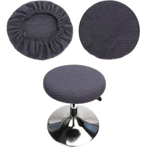(Gris) Lot de 2 housses de tabouret rond, housses de tabouret de bar rond, lavables et faciles d'entretien, douces et durables, adaptées aux tabourets de 35-42cm (1/4)