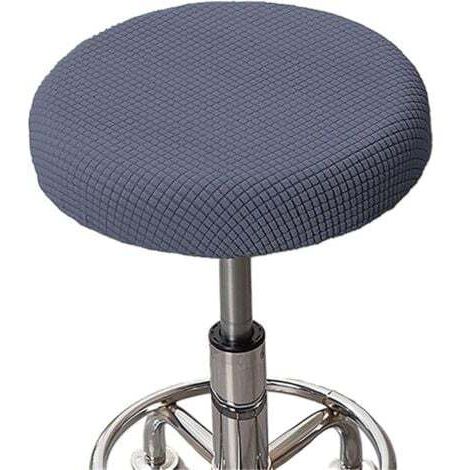 (4 pièces en gris) Housse de tabouret ronde housse de tabouret de bar, tissu luxueux, diamètre 30-36 cm, extensible, infroissable, lavable, résistant à la poussière (1/4)