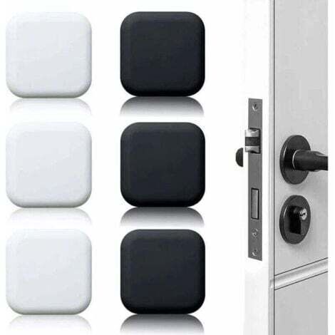 Butée de porte murale blanche/noire 45 mm x 45 mm, lot de 6, butées de porte en caoutchouc auto-adhésives, butées de poignée de porte, butées murales pour poignées de porte contre butées de porte (1/5)