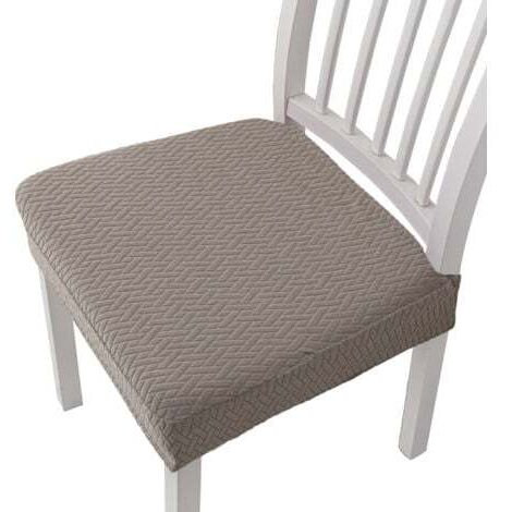 4 Pcs Removable and Washable Jacquard Dining Chair Cushion Cover - Taupe, solid colour stretch chair cover cover, hotel home dining chair cover (1/5)