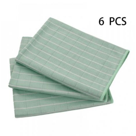Tissu en microfibre de bambou vert, 6 pièces, 40x40CM, pour fenêtres, miroirs, carreaux, carrosserie, verre de bambou, salle de bain domestique (1/5)