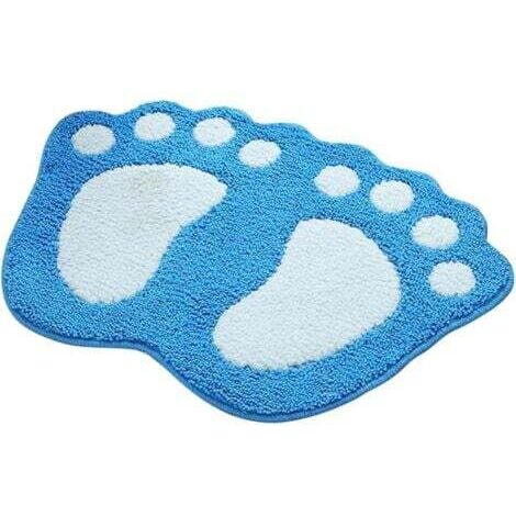 Tapis de salle de bain antidérapant motif Big Foot Tapis de douche absorbant - Bleu 48 x 67 cm (1/4)