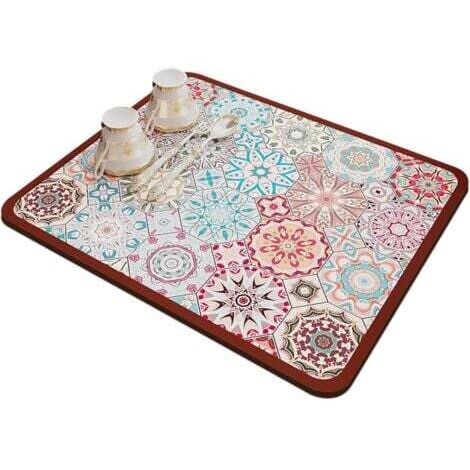 (40 x 50 CM, Rouge) Tapis Egouttoir Vaisselle, Tapis Absorbant Vaisselle en Nanofibres à Séchage Rapide, Tapis de Séchage Vaisselle Absorbant pour Les Comptoirs De Restaurant De Cuisine De Ba (1/5)