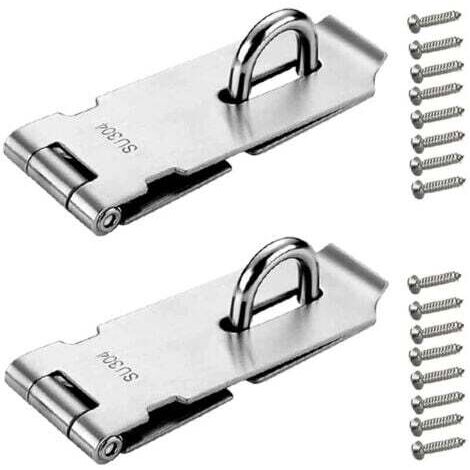 2 Pièces Loquet de Cadenas 4 Pouces - Argenté Acier Inoxydable Verrou de Porte Cadenas avec Vis pour Meubles Armoire Tiroir (1/5)