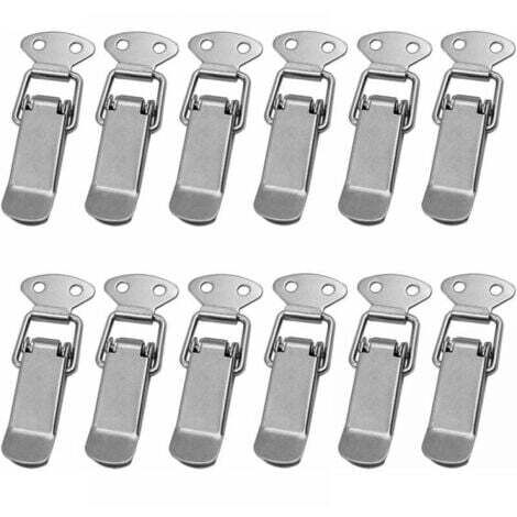 12 Pièces Fermeture à Levier Moraillon de Porte, Loquet à Ressort Avec Crochet Tiroir Hardware en Acier Inoxydable Fermoir à Bascule pour Boîte,Cas Sans Serrure (1/5)