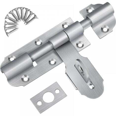 Targette de Porte Exterieur avec Fermoir à Cadenas, 135mm Loquet de Porte Coulissante en Acier Inoxydable, Petit Loquet Verrou de Porte avec Vis pour Entrepôt Garage Grange Portail Cour Porte
