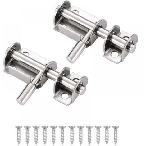 2 Pcs Loquet Porte Targette Acier Inoxydable Mini Verrou de Baie Coulissante Convient aux portes de jardin fenêtres entrepôts (Argent) (1/5)