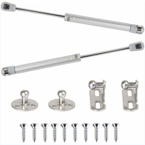Lot de 2 vérins à gaz hydrauliques 100 N, bras pneumatique pour soulever des amortisseurs à gaz, charnières de porte d'armoire à 90 degrés avec vis pour faciliter l'ouverture des armoires de meubles d (1/5)