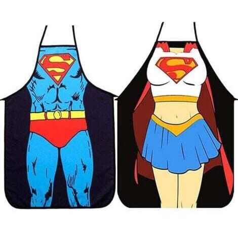 2 ensembles de tabliers de cuisine-version Superman pour hommes et femmes, tabliers de couple (1/5)