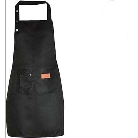 Tablier de cuisine pour homme et femme avec poches - Convient à grande taille - Résiste à l'eau, Noir (1/4)
