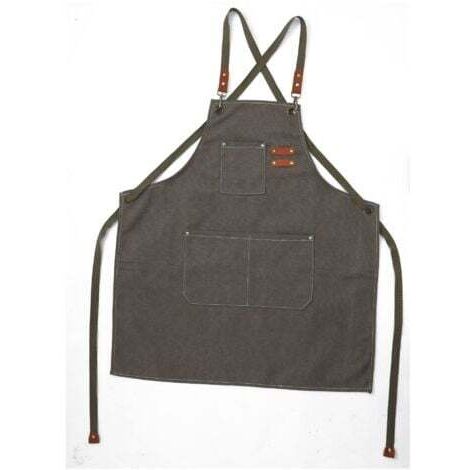 (Gris verte)Tablier Cuisine Homme Tabliers en Toile avec 3 Poches Imperméable et Réglable Apron pour Barbecue, Restaurant,Jardin, Charpentier,78 x 68cm (1/4)