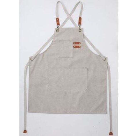 (Beige)Tablier Cuisine Homme Tabliers en Toile avec 3 Poches Imperméable et Réglable Apron pour Barbecue, Restaurant,Jardin, Charpentier,78 x 68cm (1/4)