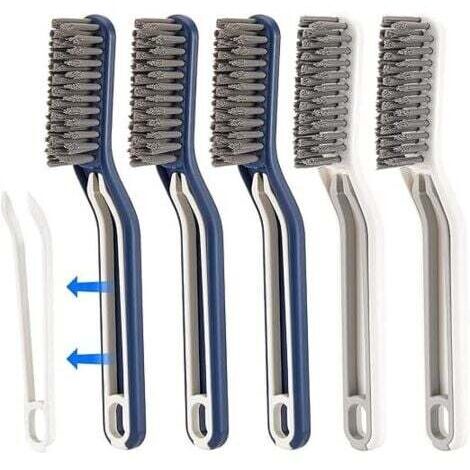 5 Pcs Brosse à Joints de Sol Multifonctionnelle de Bain, Brosse de Nettoyage à Sol 2 en 1 avec Clips, Brosse à Fissures Outil de Nettoyage de La Salle de Bain Brosse à Poils Durs pour Bain Toilettes (1/5)