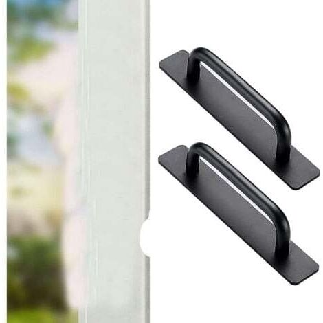 (Noir)2 Pièces Poignée de Meuble Autocollante, Poignées Autocollantes en Aluminium, Poignées de Porte Coulissante (1/5)