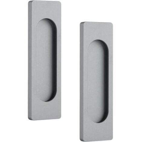 Lot de 2 poignées de porte coulissante ovales autocollantes en alliage d'aluminium - Poignée affleurante sans perforateur pour portes coulissantes (1/5)