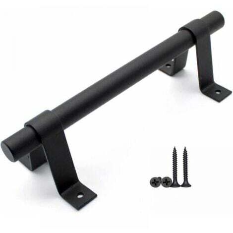 Poignée de porte de grange vintage poignée de porte coulissante en acier au carbone avec vis noir (1 pièce) (1/5)