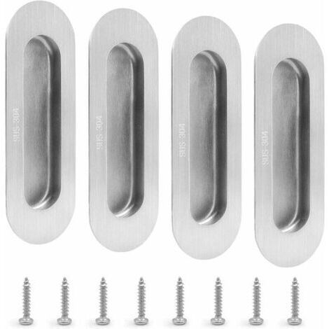Poignées de Porte à Porte Coulissantes(4 Pièces),Poignées de Porte Invisibles Argent (1/5)
