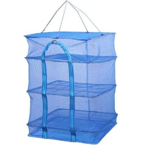 Séchoir à herbes à 3 étages en maille filet à suspendre avec fermeture éclair pliable pour sécher les légumes et les poissons (hauteur 66 cm) (1/5)