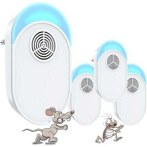 Anti Moustique Ultrason Prise, Ultrason Souris Mouche 4 Paquets, Appareil Repulsif Souris Efficace pour Repousser Les Rats, Les araignées, Les moustiques, Les Souris, Les cafards Bla (1/5)