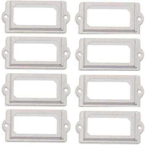 Lot de 50 porte-étiquettes 60 x 17 mm en métal nickel blanc vintage pour tiroir de bibliothèque