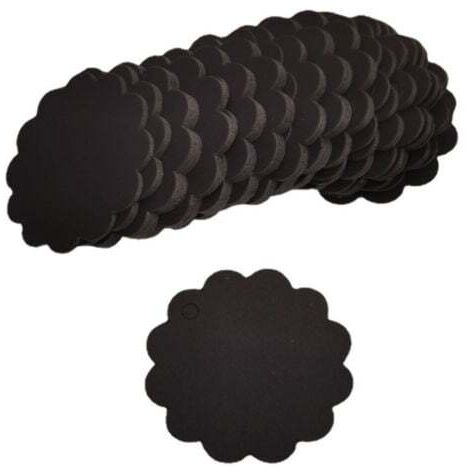 200 étiquettes cadeaux en kraft noir en forme d'éventail (6cm de diamètre) pour l'emballage artisanal (1/3)
