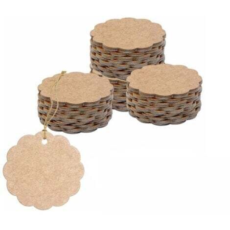 200 étiquettes cadeaux en kraft brun en forme d'éventail (6cm de diamètre) pour l'emballage artisanal (1/3)