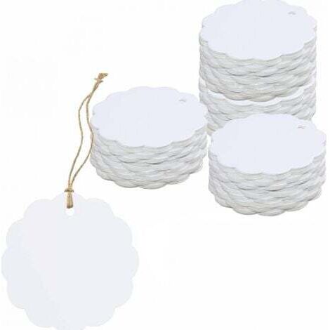 200 étiquettes cadeaux en kraft blanc en forme d'éventail (6cm de diamètre) pour l'emballage artisanal (1/3)