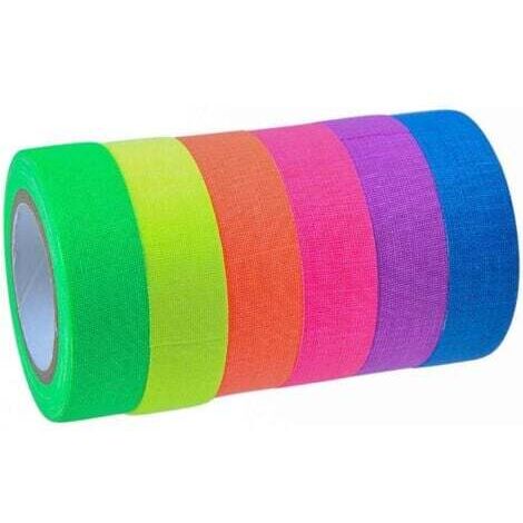 Lot de 6 rubans fluorescents 6 couleurs, ruban néon réactif à la lumière noire UV pour décoration de fête (1/5)