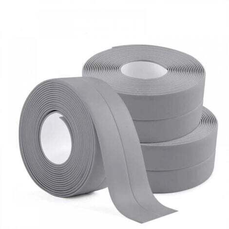 3 rouleaux de ruban d'étanchéité étanche, gris, scellage de salle de bain, ruban de calfeutrage auto-adhésif en PVC pour cuisine, salle de bain, baignoire