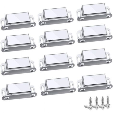 (45mm-12pc)Loquet Magnetique, 12 Pièces Aimants loqueteaux magnétiques Placard Aimant Puissant Robuste Jusqu'à 6kg, Pour Tiroirs Porte de Douche Aimanté Armoire Placard, Cabinet, Meubles
