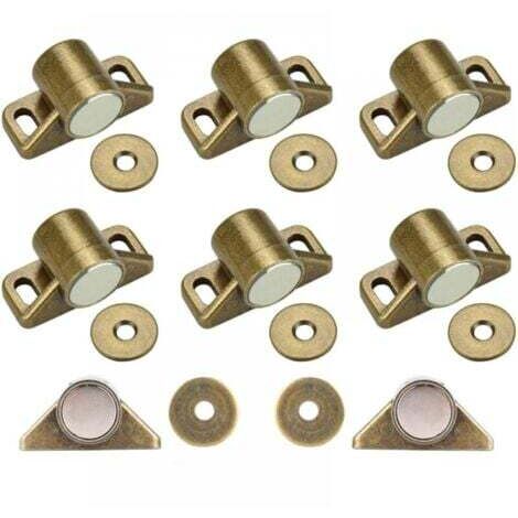 8 Pcs Loqueteau Magnétique,Bronze Loquet Magnetique en Alliage de Zinc pour Tiroirs Placard de Cuisine Armoire,Aimant Porte Placard avec 24 vis (1/5)