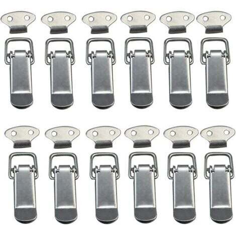 12 PCS Loquet à Bascule Fermoir à Ressort avec Crochet Fermeture à Ressort en Acier Inoxydable pour Coffret, Boîte, Tiroir, Armoire, Trousse médical,Fermeture à Levier, Loquet à Ressort, (1/5)
