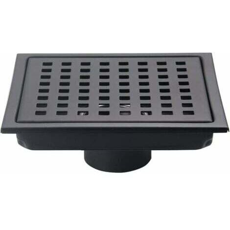 Drain de sol de douche carré de 6 pouces, noir mat, Grille avec couvercle amovible, acier inoxydable SUS304 (1/4)
